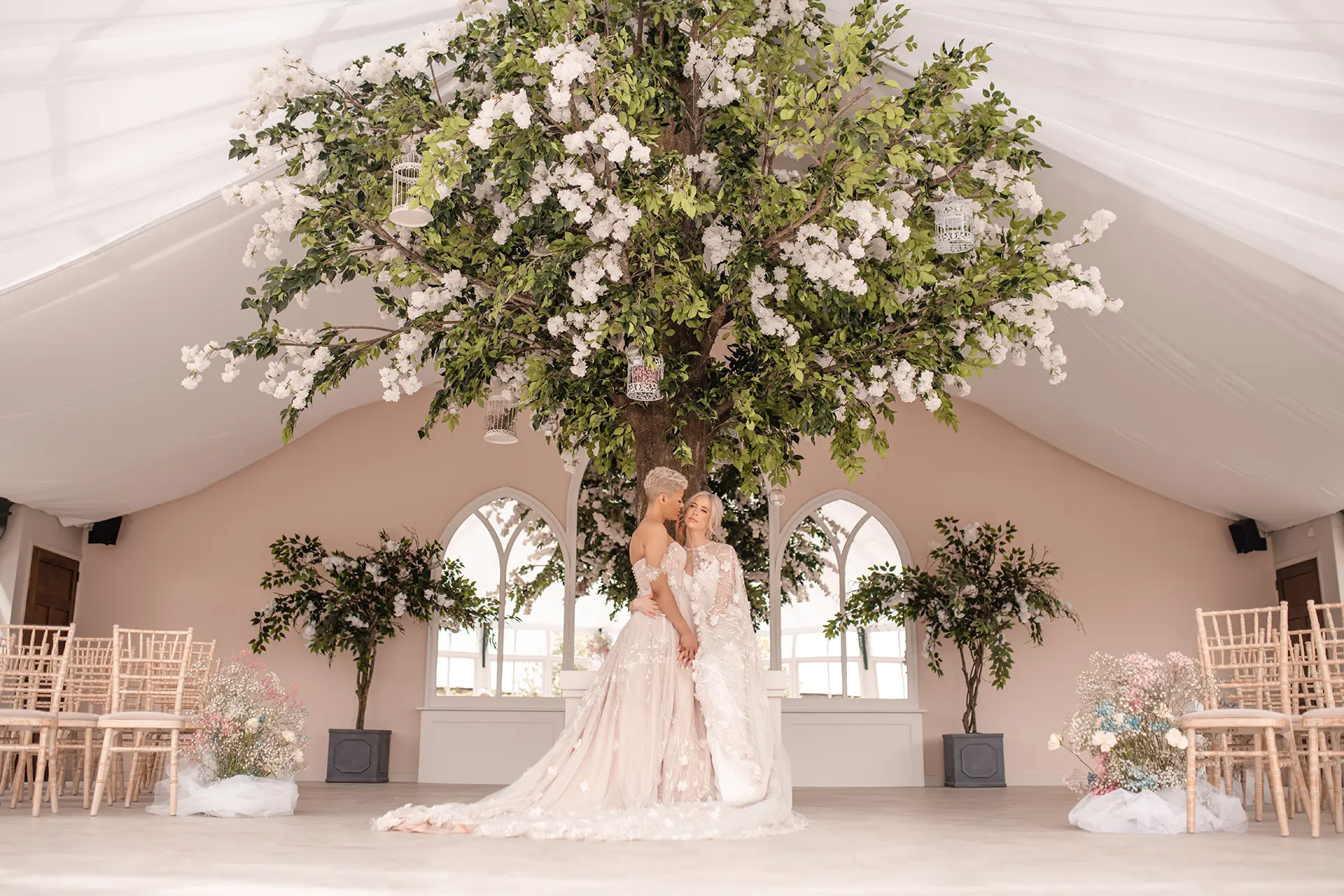 Combermere Abbey brides glasshouse spring wedding