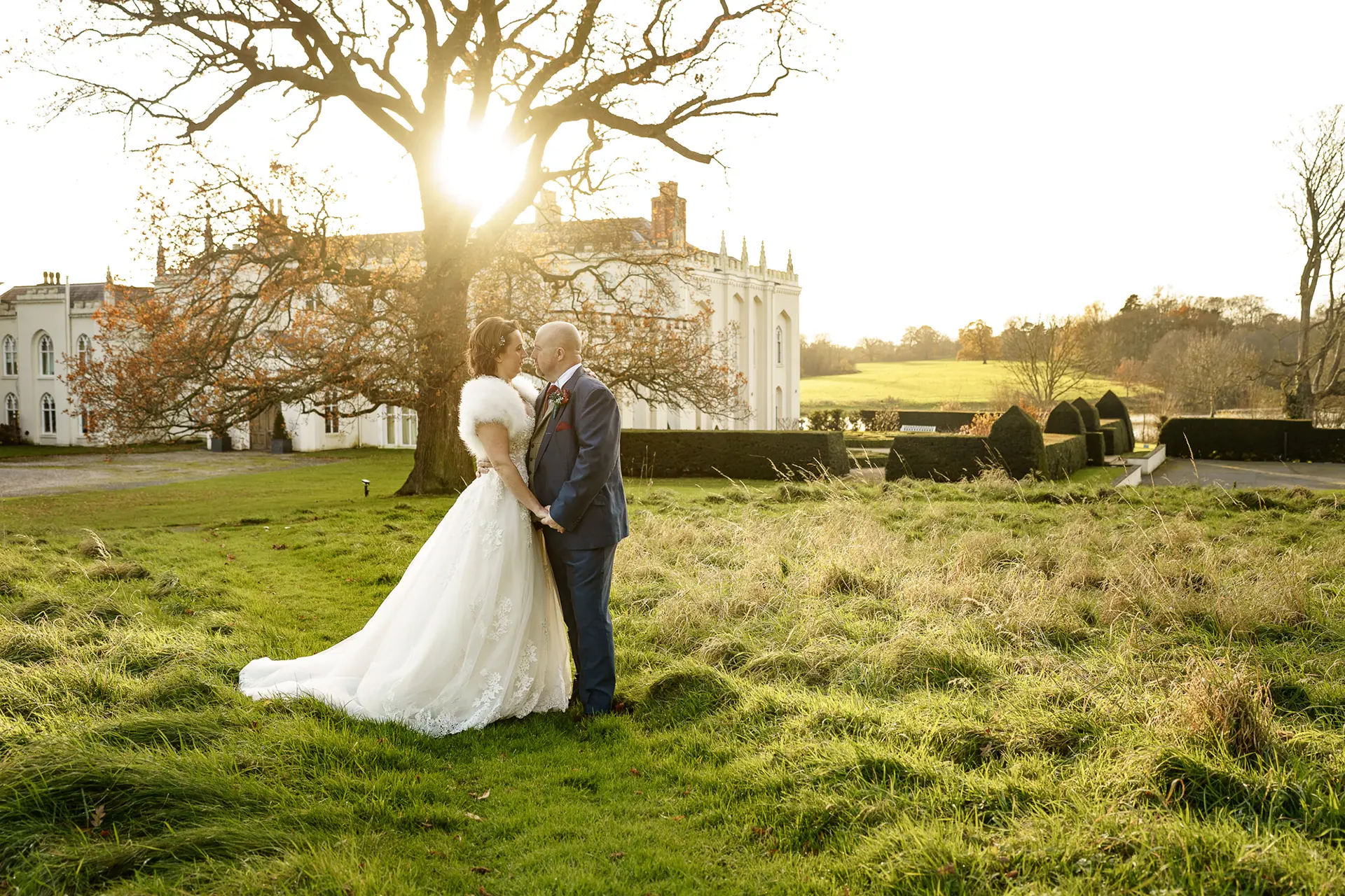 Combermere Abbey couple in winter