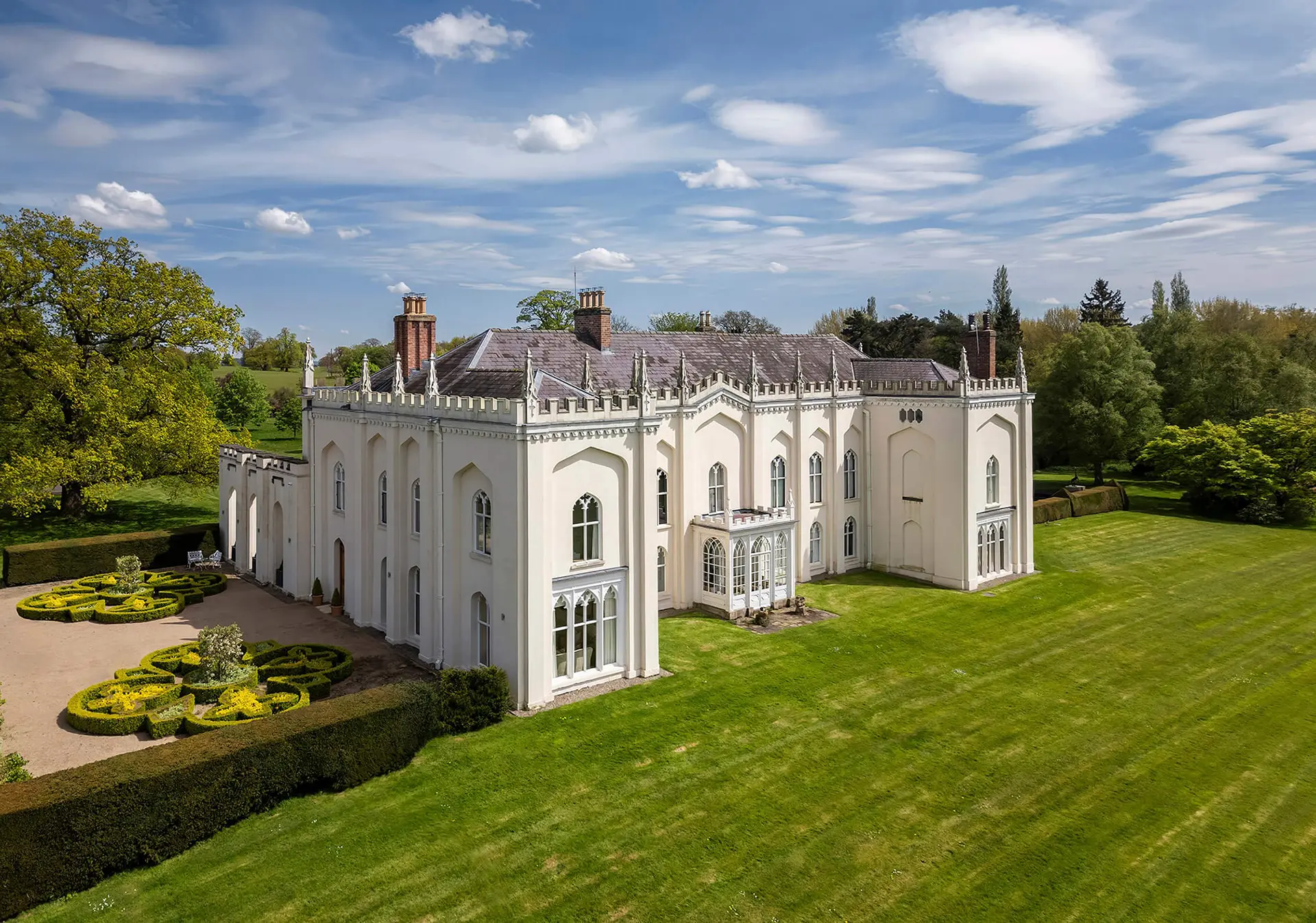 Combermere Abbey exterior drone