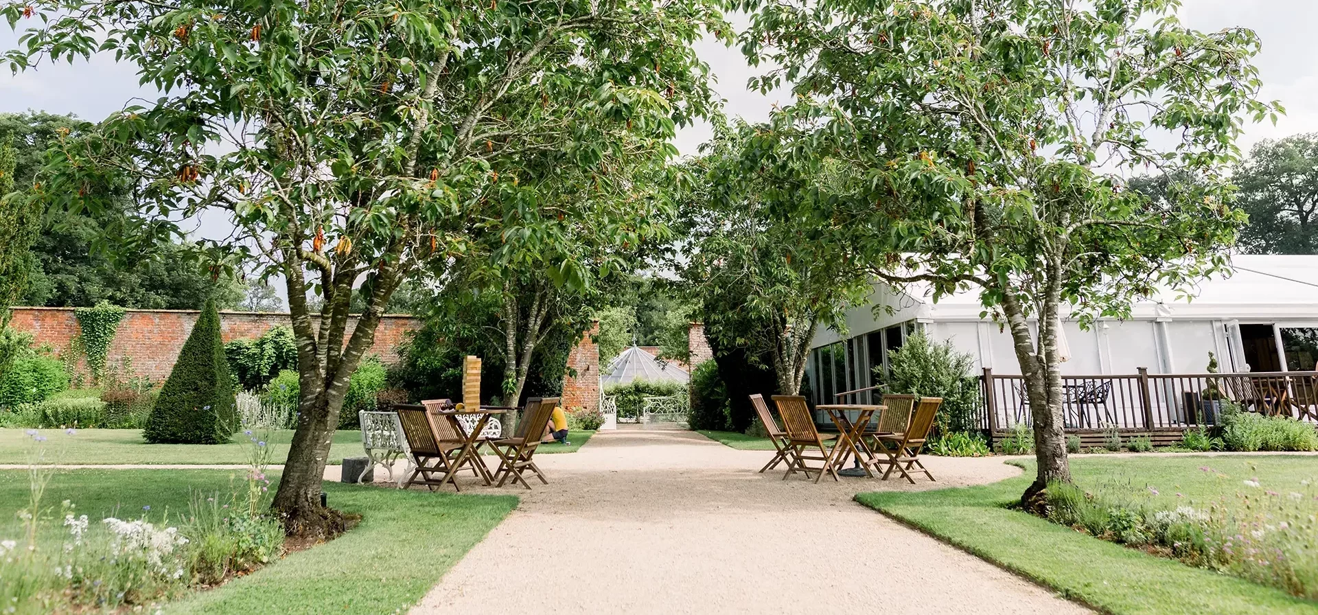 Combermere Abbey gardens in summer