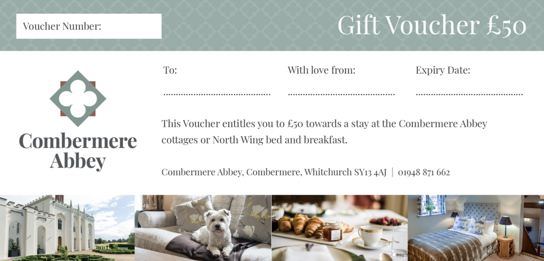 Combermere Abbey gift voucher