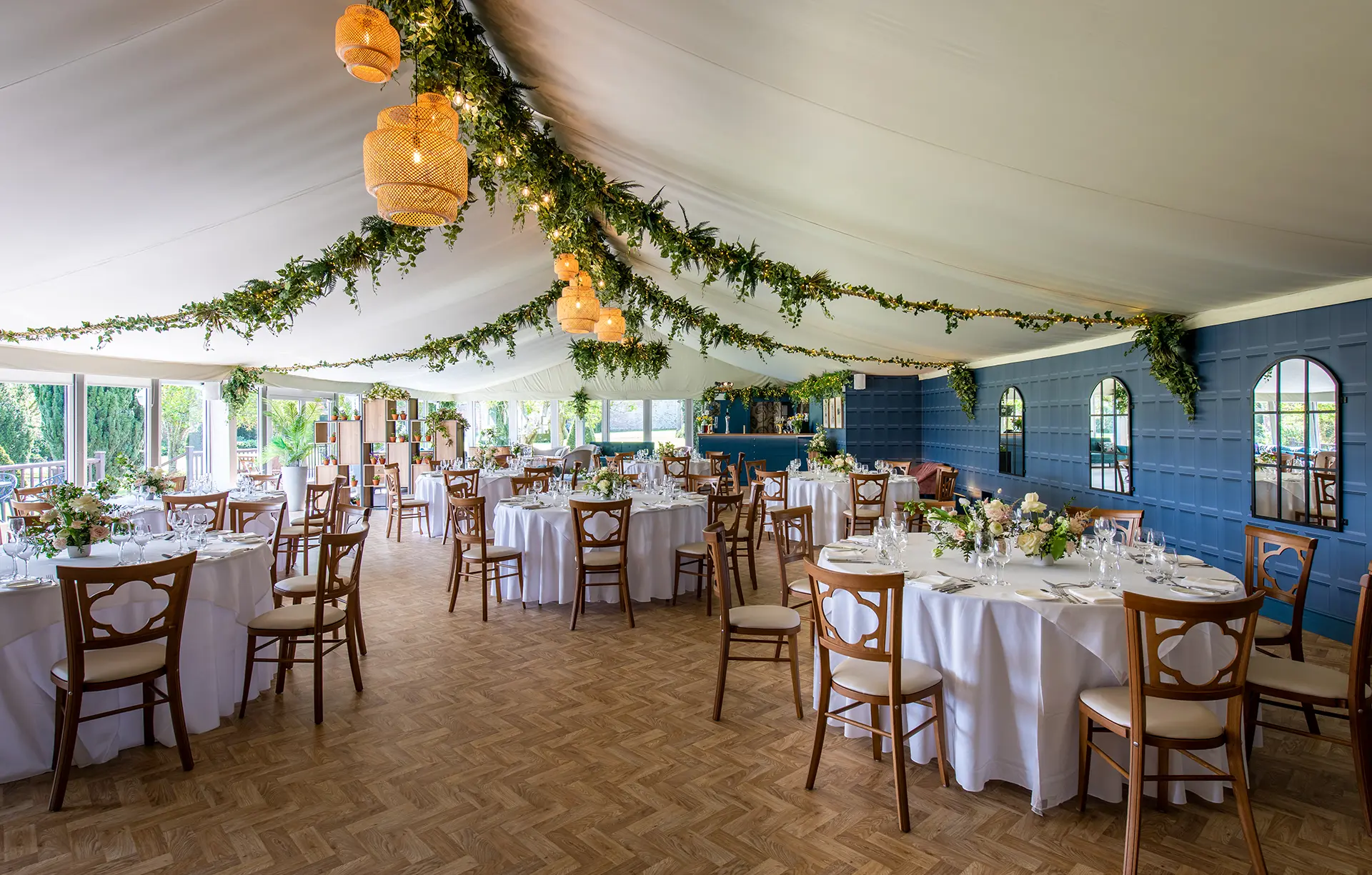 inside the pavilion at combermere abbey