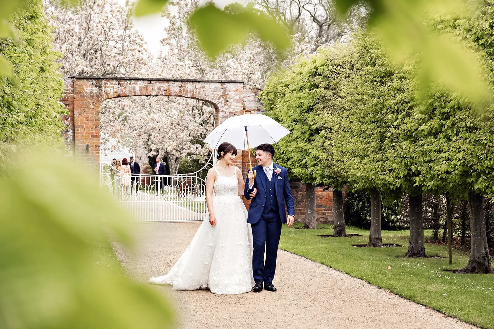 Combermere Abbey spring wedding bride and groom