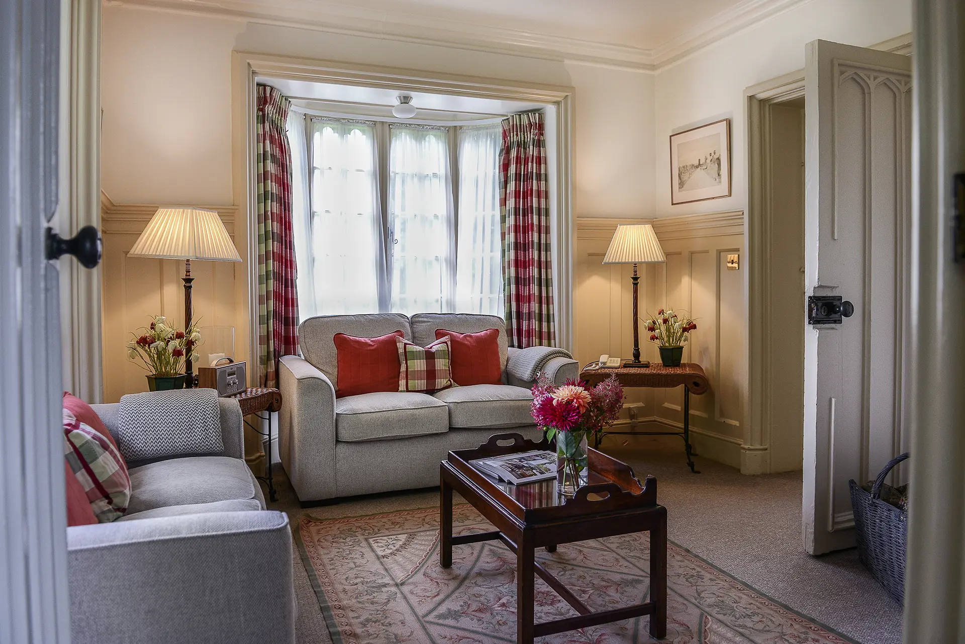 Combermere Abbey stone lodge living room