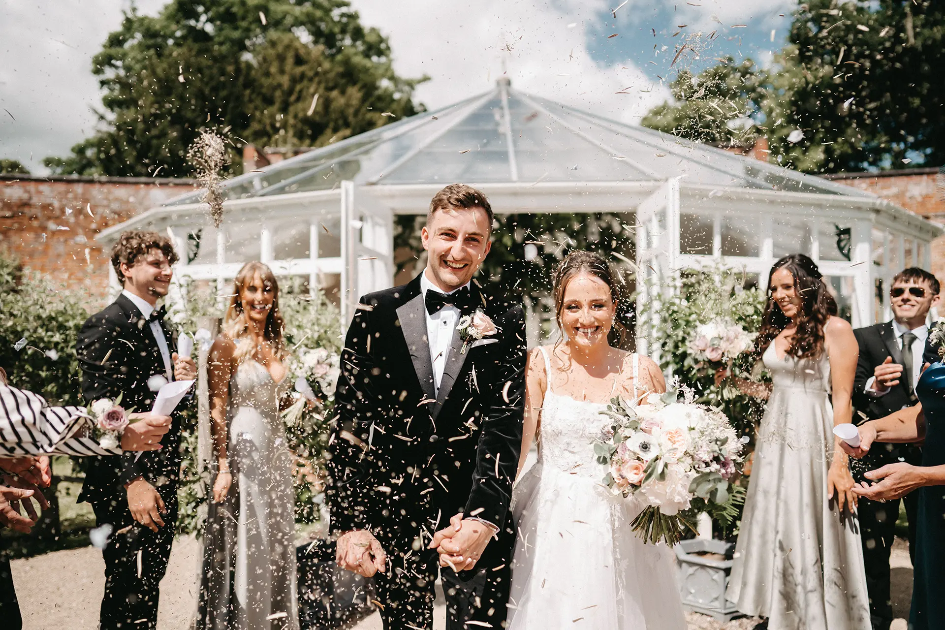 Combermere Abbey wedding confett shot