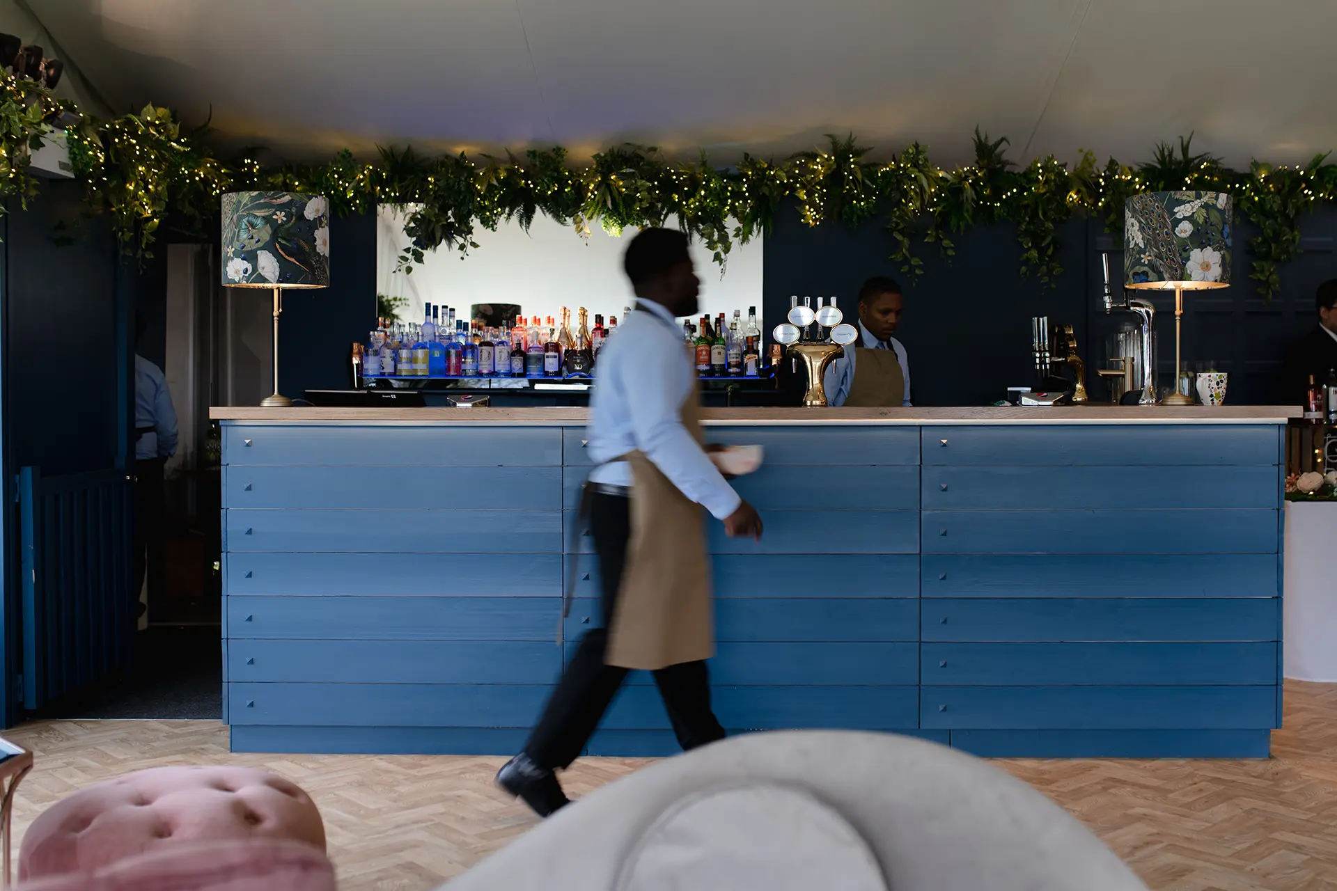 bar in the pavilion at combermere abbey