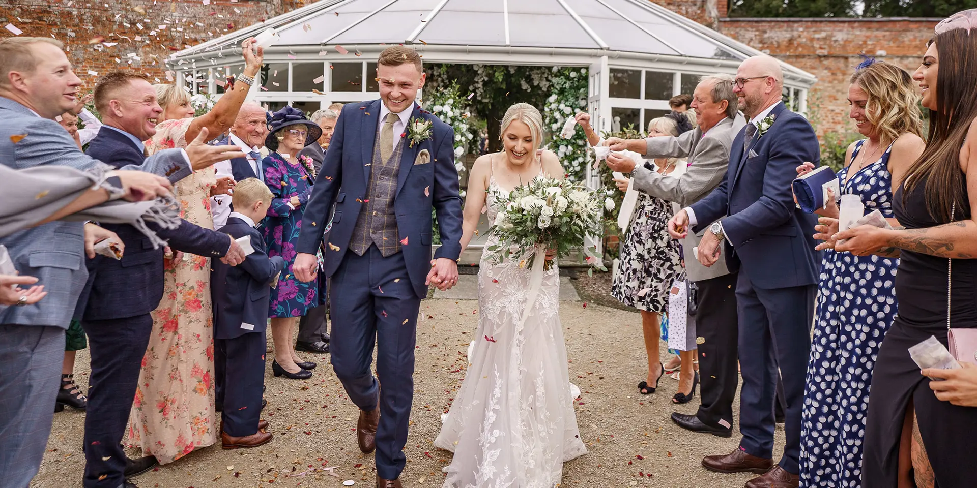 Combermere Abbey couple confetti shot