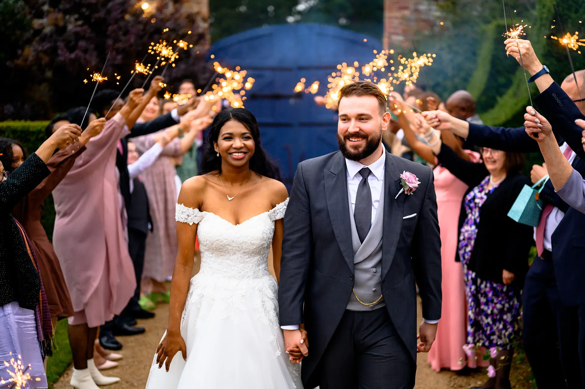 Combermere Abbey couple sparkler shot