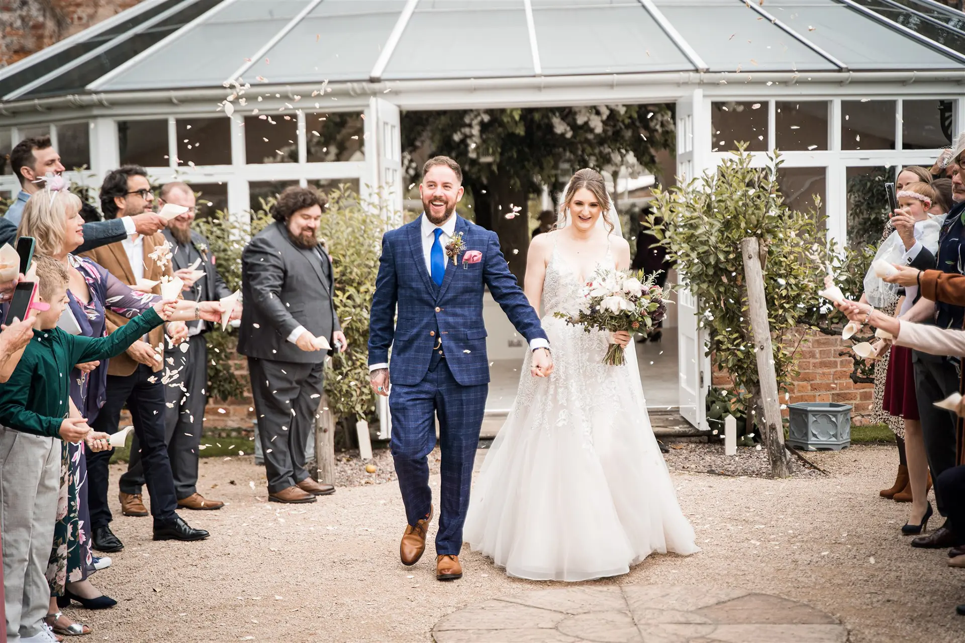 Combermere Abbey winter wedding confetti shot