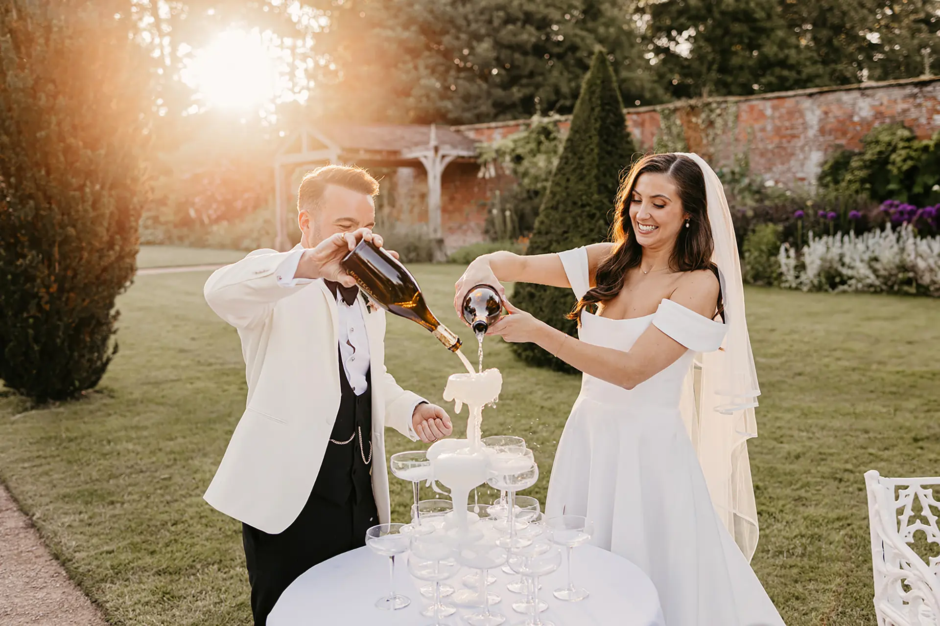 combermere abbey champagne tower toast