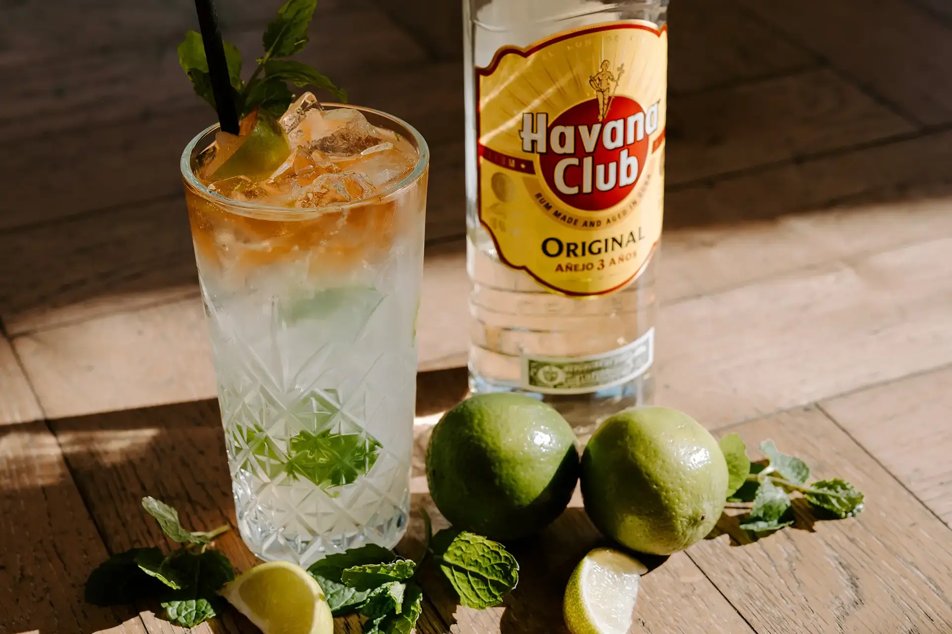 cocktail mojito in the sun landscape