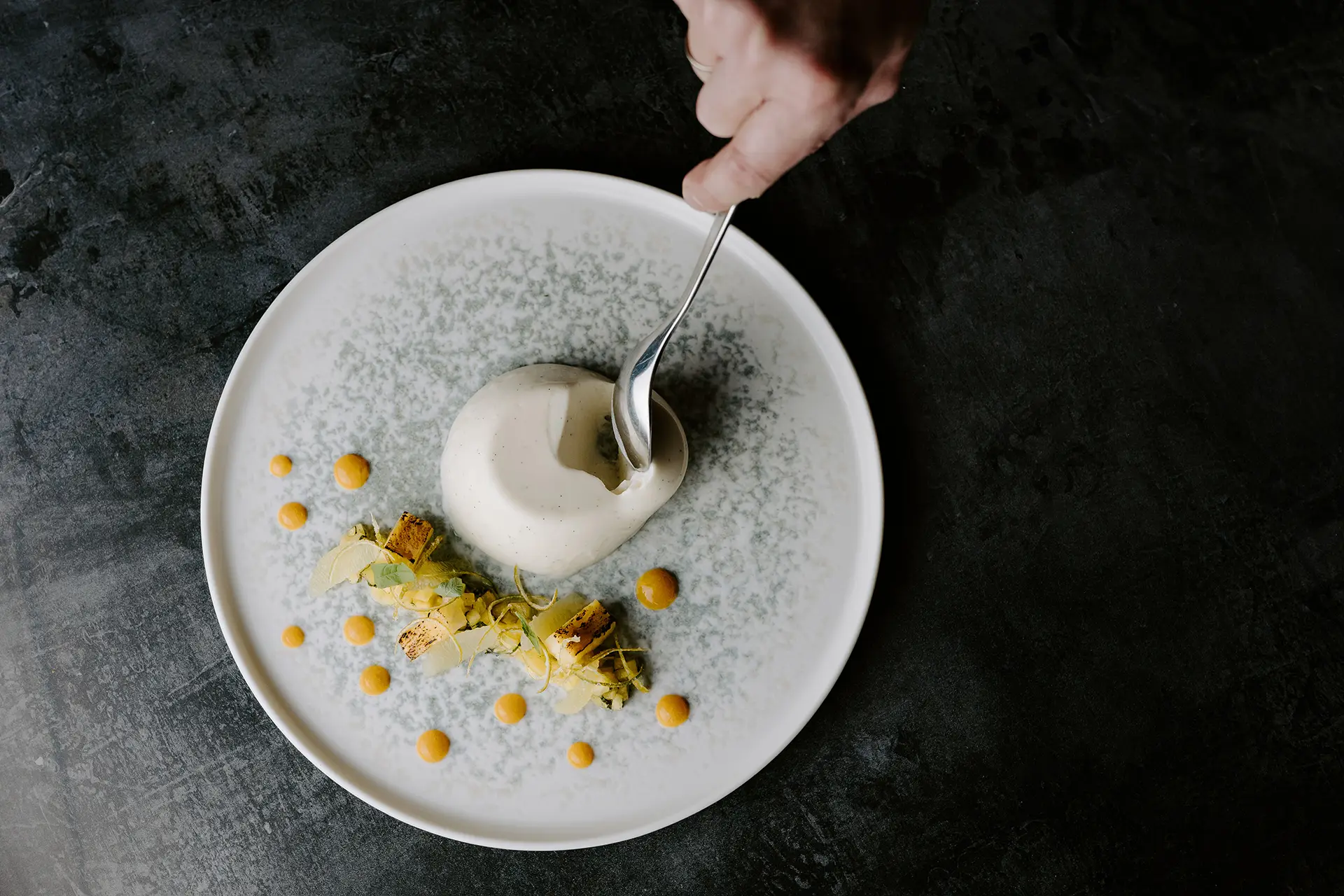 food & drink desserts pannacotta spoon spring