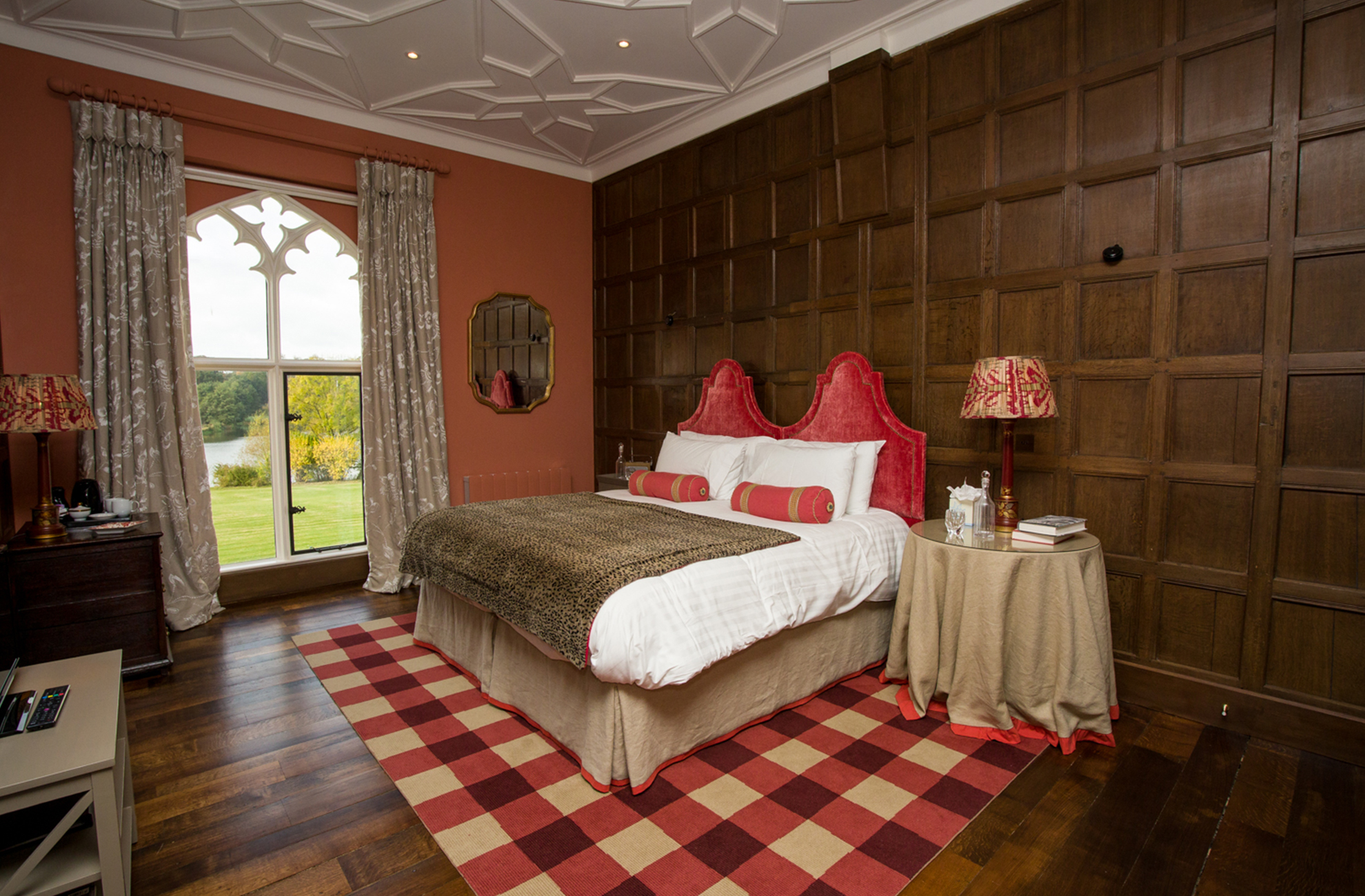 Bhurtpore Room luxurious accommodation at Combermere Abbey