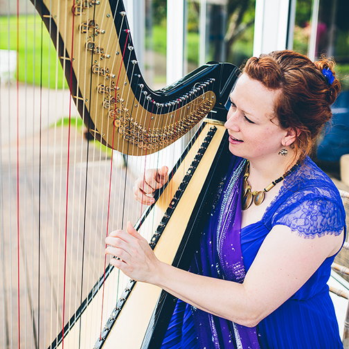A harpist plays beautiful wedding music as the wedding ceremony takes place – wedding ideas