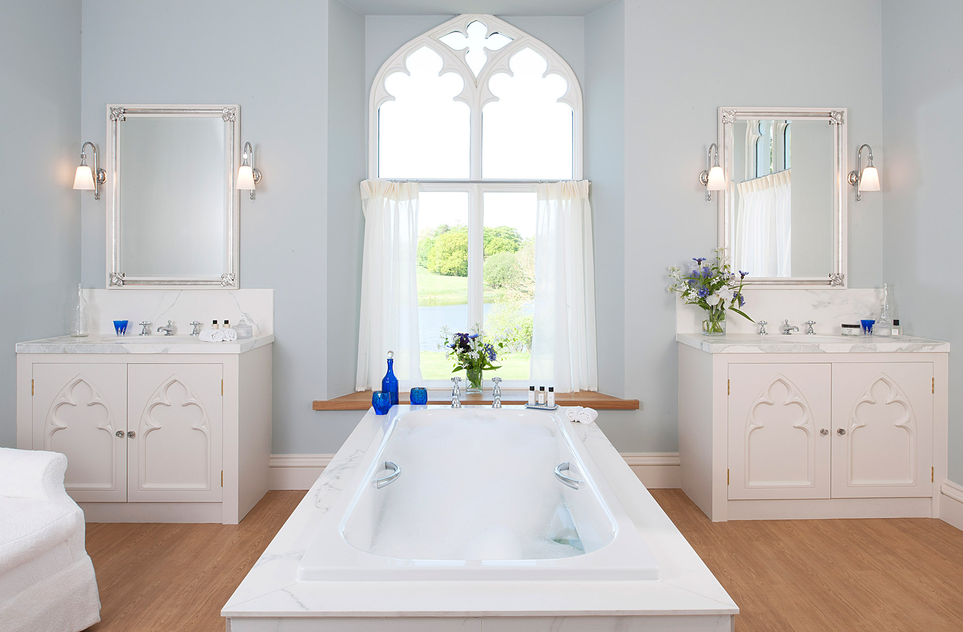 The stunning bathroom in the North Wing luxury suite at Combermere Abbey
