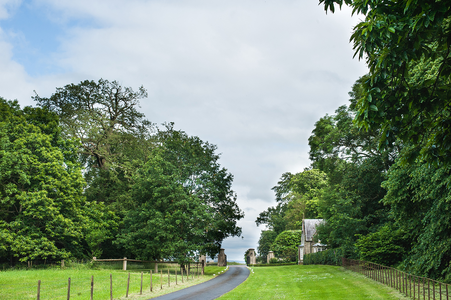 The drive up to the North Wing accommodation is surrounded by stunning rural scenery at Combermere Abbey Estate in Cheshire