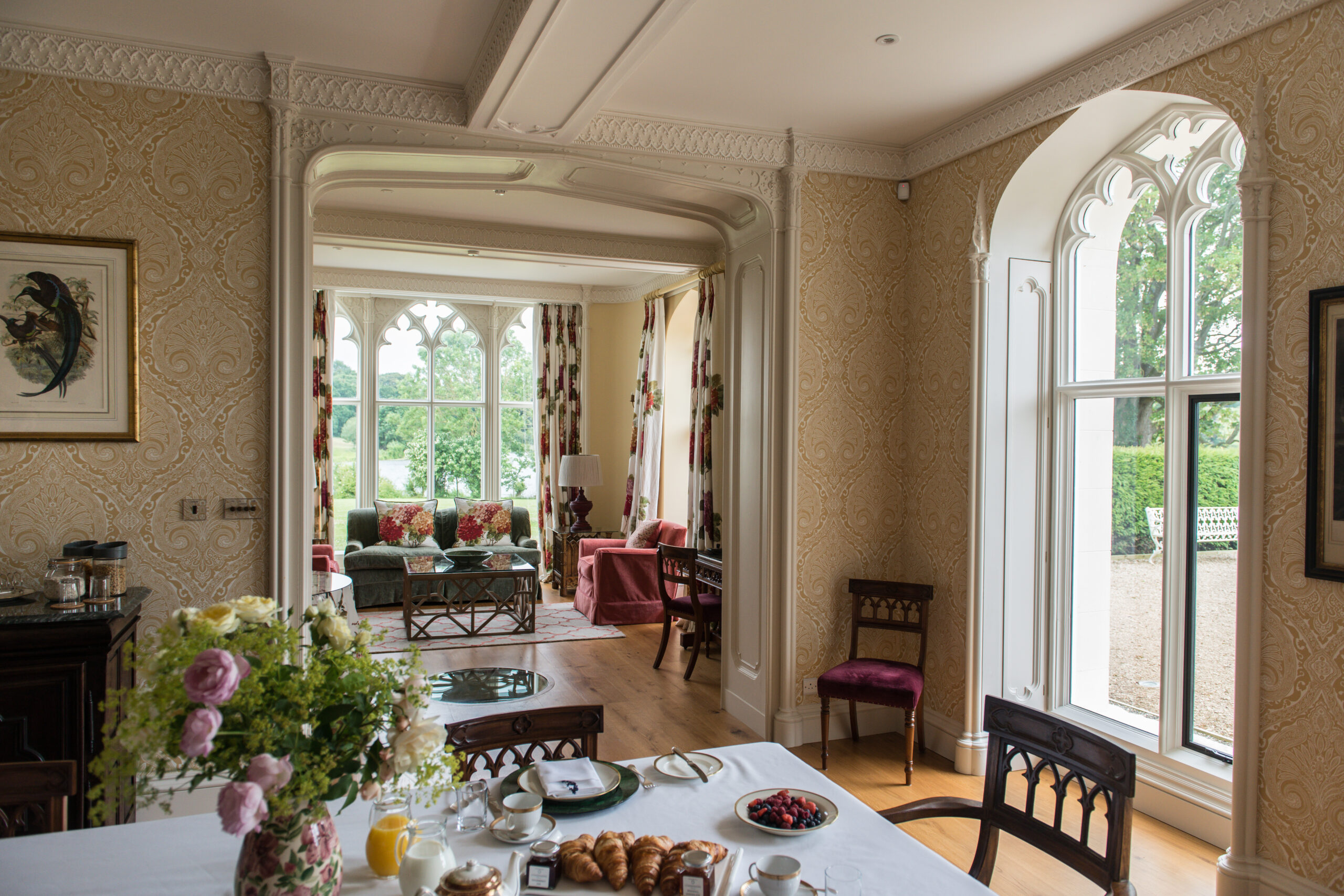 Breakfast Served in the dining room at the North Wing Bed and Breakfast at Combermere Abbey